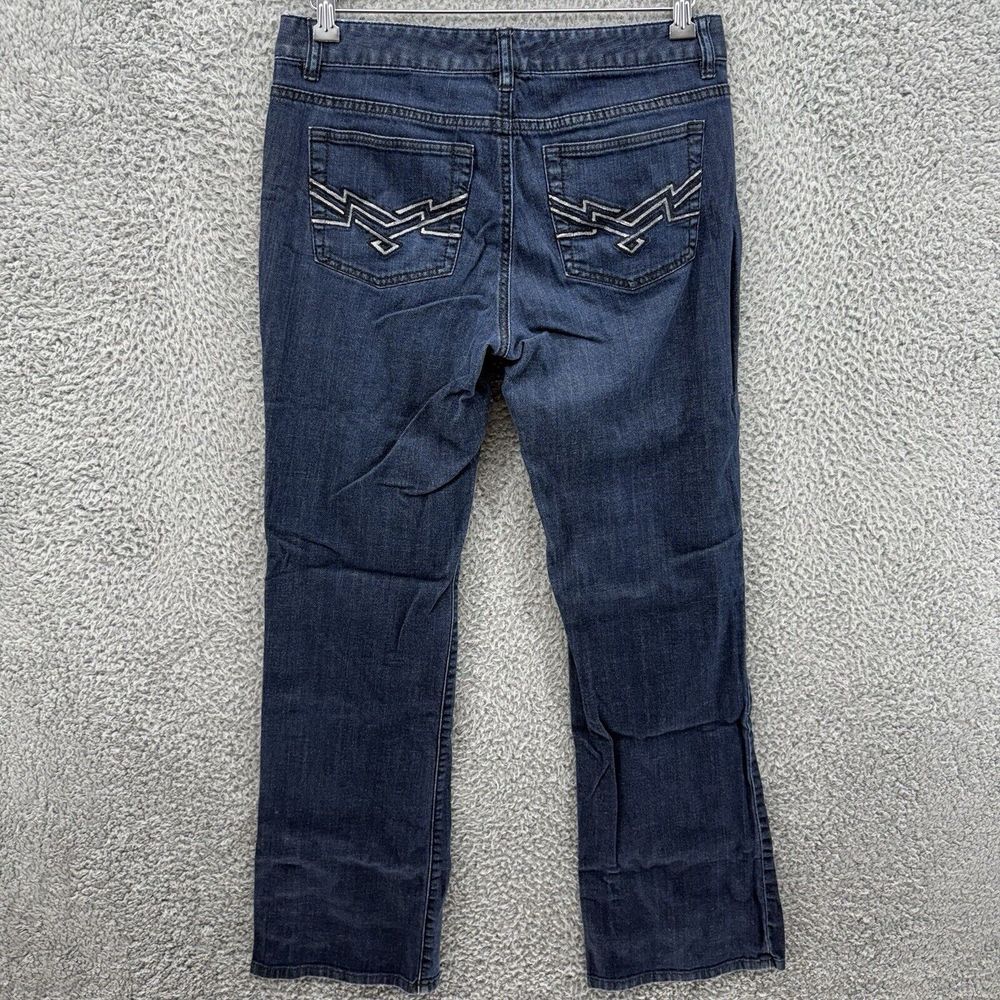 Michael Kors Jeans Womens 6 Dark Blue Denim Stretch‎ Bootcut Embroidered Pockets - Picture 8 of 9